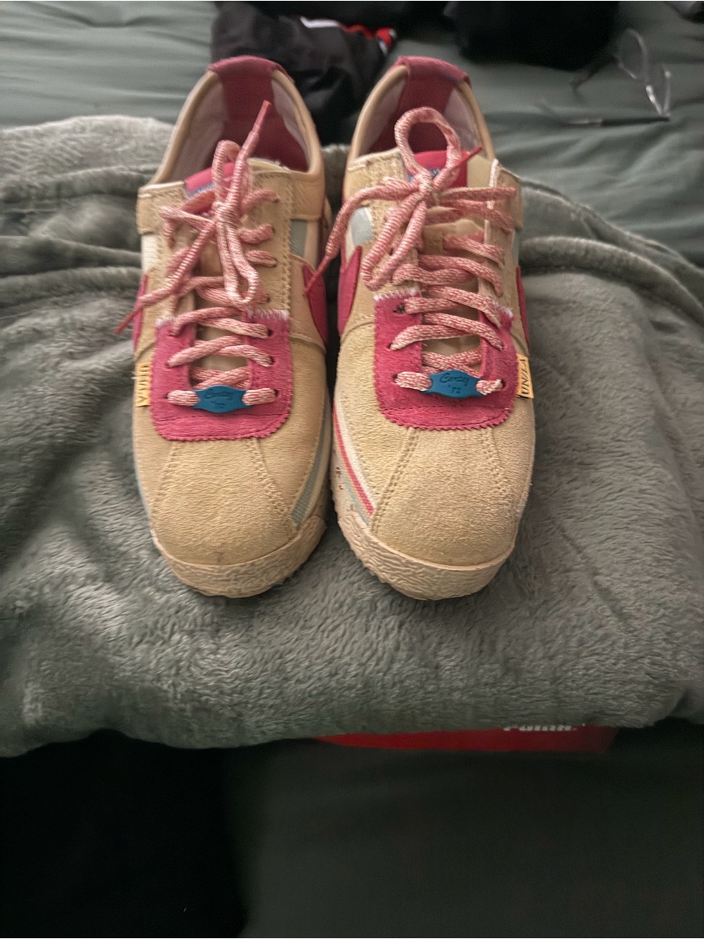 Nike Kids Beige and Pink Suede Sneakers